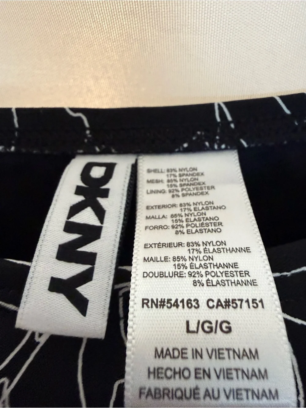 DKNY Black One-Piece Swimsuit with White Abstract Line Print - Picture 3 of 5